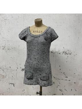 Y2K Vintage Cache Cache Grey Marled Knit Mini Dress
